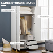 3 Piece Bedroom Furniture Set with Wardrobe and Chest of Drawers for Storage Grey and White AOSOM