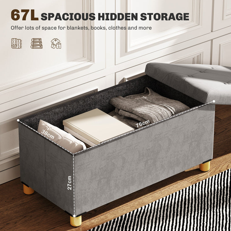 Velvet storage ottoman - Grey