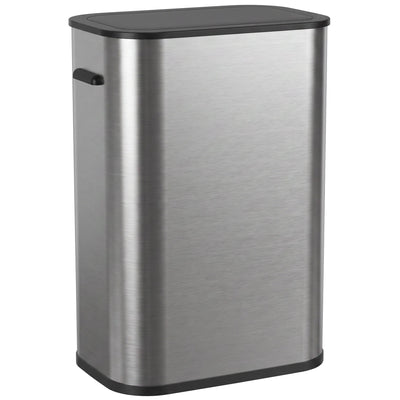 HOMCOM 55L touchless sensor kitchen bin in silver tone stainless steel, studio shot