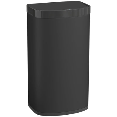 HOMCOM 55L touchless sensor bin in black, studio shot showing the soft-close lid and sensor panel