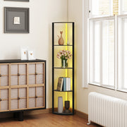 5 Tier LED Floor Lamp With Shelves And Remote Control For Living Room Or Office, Black