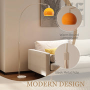 Modern Floor Lamp with Fabric Shade and Foot Switch for Lounge or Office, Orange