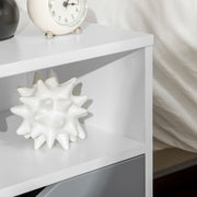 Set of 2 Bedside Tables with Storage Shelves and Drawers for Bedroom White and Grey AOSOM