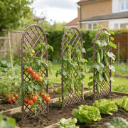 Garden Arch Set for Climbing Plants Hand Woven Wicker Slim Design Natural Wood Finish Outsunny