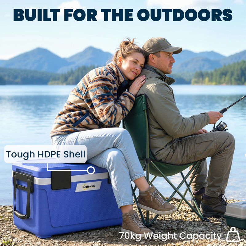 Cooler Box for Camping Keeps Food and Drinks Cold Up to 3 Days 42L Dark Blue Outsunny