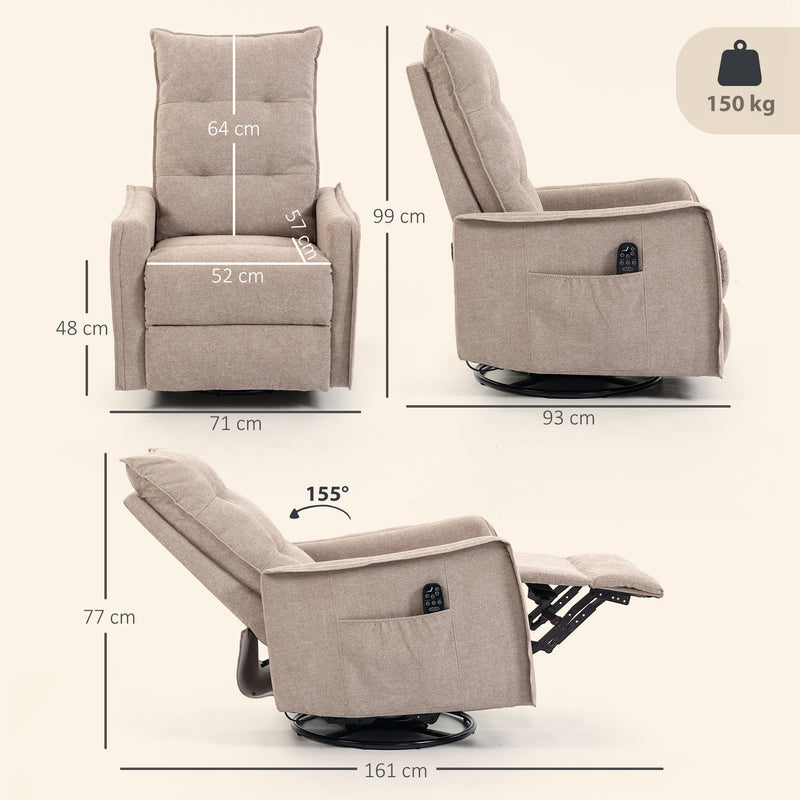 Massage Recliner Chair with Heat and Swivel for Relaxing Evenings Brown