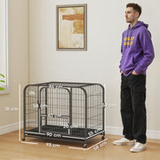 Steel Dog Crate for Small and Medium Dogs with Triple Doors and Removable Tray Black Pawhut