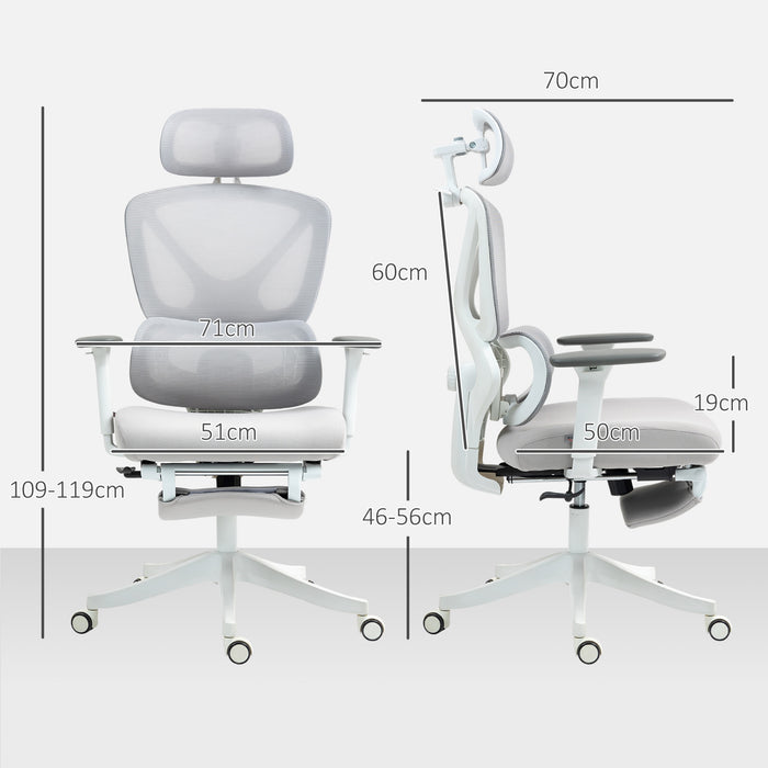 Grey Ergonomic Adjustable Swivel Office Chair with Padded Seat and Lumbar Support by HOMCOM