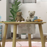 3 Piece Kids Activity Table Set with Mesh Storage and Bear Backrest by AIYAPLAY