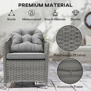 Light Grey 6 Seater Rattan Dining Set With Cushions and Glass Table by Outsunny