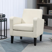 Set of 2 Upholstered Armchairs with Solid Wood Legs Ideal for Living Room or Bedroom Cream White