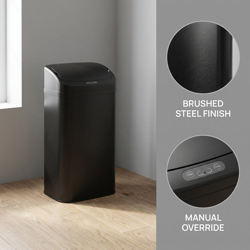 Sensor Kitchen Bin 48L Hands Free Hygienic Waste Disposal Large Capacity Black Homcom