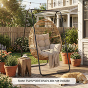 Hammock Chair Stand for Indoor or Outdoor Relaxation with Weather Resistant Steel Frame Black AOSOM