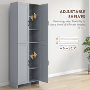 Grey Freestanding Kitchen Storage Cupboard, 4 Doors with Adjustable Shelves by HOMCOM
