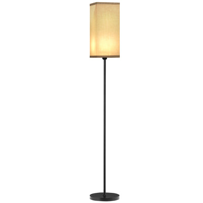 Modern Black Floor Lamp with Linen Shade and Foot Switch for Living Room or Bedroom by HOMCOM