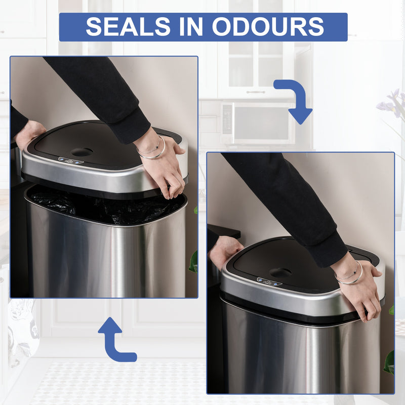 58L Stainless Steel Touch-Free Automatic Sensor Bin | Hygienic Motion-Activated Kitchen Waste Disposal for Modern Homes