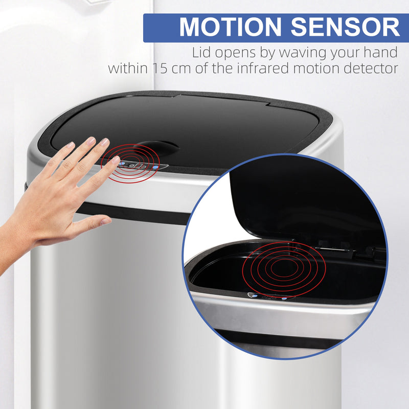 58L Stainless Steel Touch-Free Automatic Sensor Bin | Hygienic Motion-Activated Kitchen Waste Disposal for Modern Homes