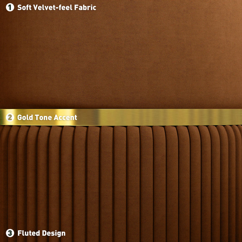 Brown Velvet Feel Round Storage Ottoman with Padded Seat by HOMCOM