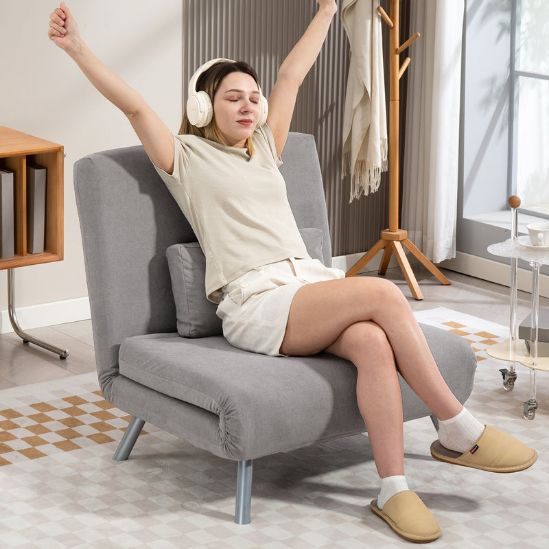 Single Sofa Bed with Velvet Feel Upholstery Ideal for Guests and Small Spaces Grey