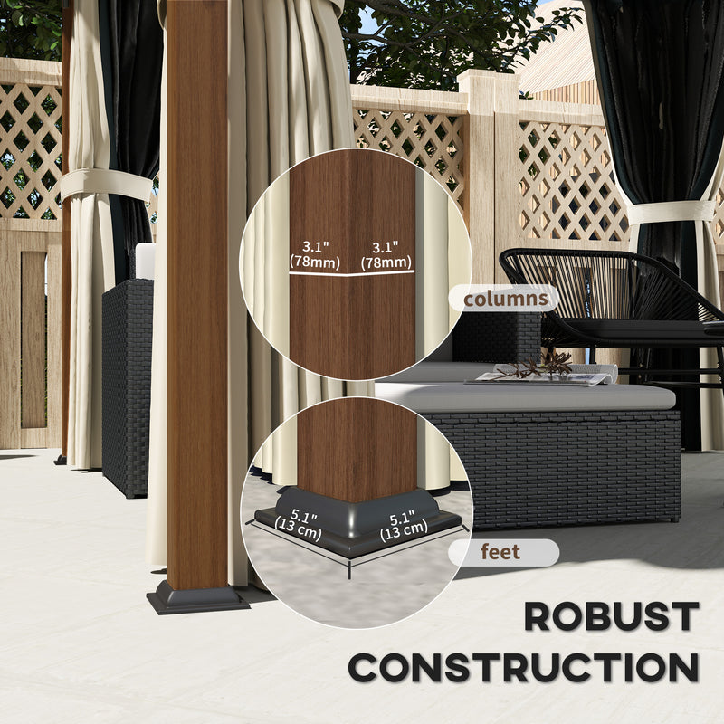 3x3m Hardtop Gazebo with Galvanised Steel Roof Netting and Curtains Waterproof by Outsunny