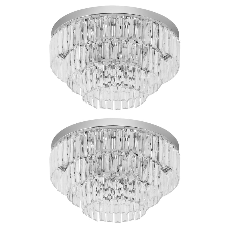 Crystal Ceiling Light Set for Brightening Hallways or Dining Rooms Silver