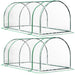 Set of 2 Clear Tunnel Greenhouses with Roll-up Door Steel Frame and Plastic Cover by Outsunny