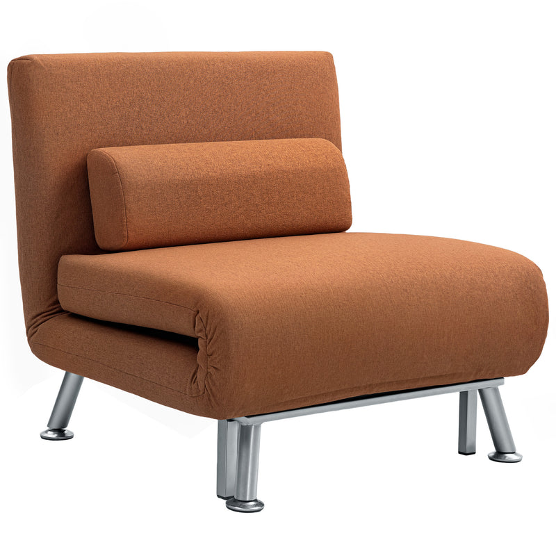 Single Linen Feel Sleeper Chair Comfortable Foldable Design by HOMCOM