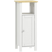 Slim Bathroom Storage Cabinet with Adjustable Shelf and Open Compartment, White
