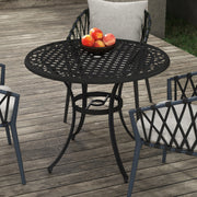 Round Aluminium Garden Table with Parasol Hole Seats 4 Ideal for Patios and Outdoor Dining
