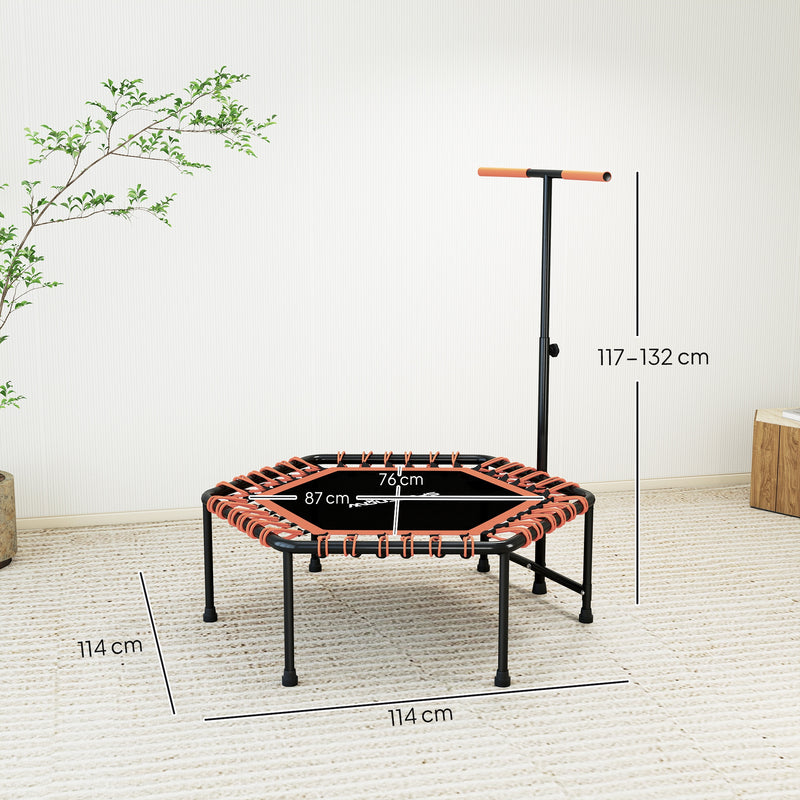 Adult Rebounder Trampoline with Adjustable Handle and LED Lights for Home Fitness Orange AOSOM