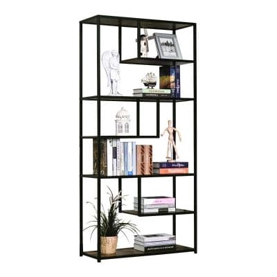 6-Shelf Wooden Bookcase Industrial Display Rack