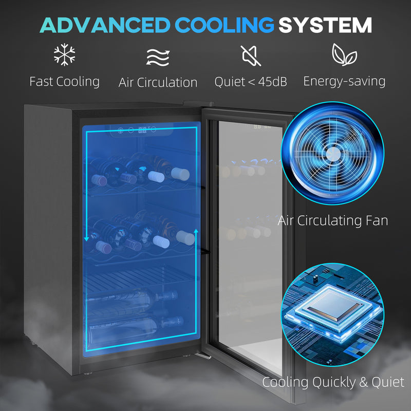 Wine Cooler for 24 Bottles with Double-Glass Door and Quiet Operation Black Homcom