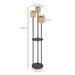 Boho Rattan Floor Lamp with Shelf 3 Light Solar Powered Waterproof IP44 by Outsunny