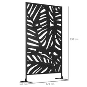 Black Metal Freestanding Privacy Screen 6.5FT Leaf Design for Garden Patio Pool by Outsunny