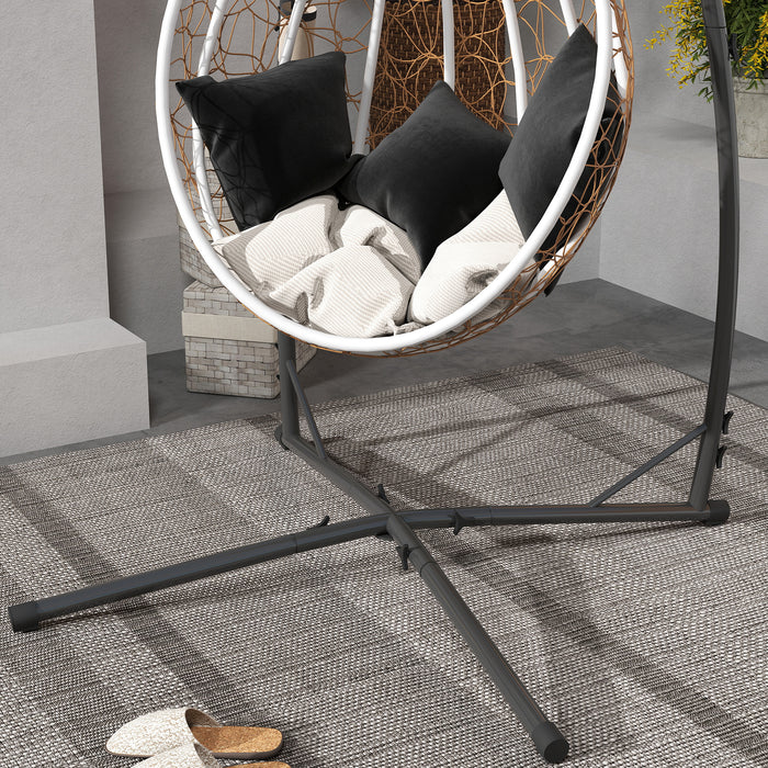 Black Steel Hammock Chair Stand X Shape Base Heavy Duty 150kg Capacity by Outsunny