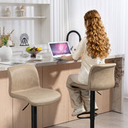 Set of 2 PU Leather Bar Stools with Backrest and Footrest for Breakfast Bar Light Brown