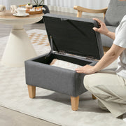 Linen Storage Ottoman with Padded Seat and Wooden Legs Ideal for Bed End or Hallway Charcoal Grey