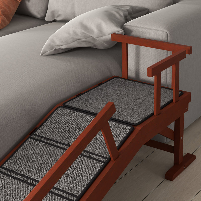 Pet Ramp for Beds and Sofas with Non Slip Surface and Guardrails for Older Pets Brown and Grey AOSOM
