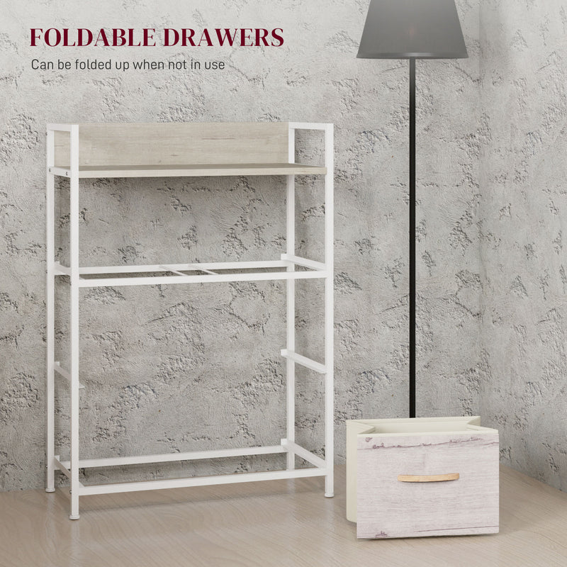 Rustic Black Chest with Four Fabric Drawers for Bedroom or Hallway Storage