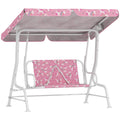 2 Seater Kids Garden Swing Bench With Adjustable Canopy And Seat Belts, Pink Aiyaplay