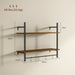 Rustic Brown Wall Mounted Floating Shelf With 4 Hooks for Living Room or Hallway by HOMCOM
