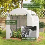 Walk In Polytunnel Greenhouse With Roll Up Door And Windows For Garden Growing White