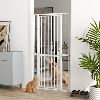 Extra Tall Pet Gate 180cm Pressure Fit for Doorways with Narrow Gaps Grey AOSOM