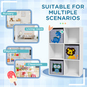 Kids Storage Unit With 3 Fabric Drawers Ideal for Toys and Books White AOSOM