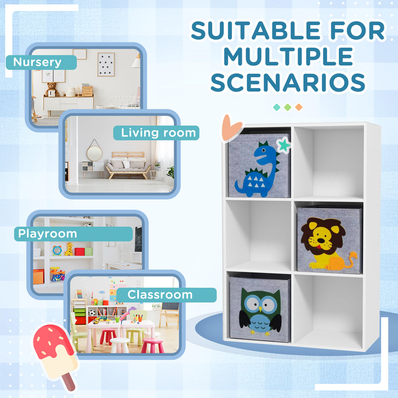 Kids Storage Unit With 3 Fabric Drawers Ideal for Toys and Books White AOSOM