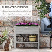 Outsunny Wooden Raised Garden Bed, Elevated Planter Box with Storage Shelf and Drainage Holes, Raised Planter with Legs, Grey AOSOM