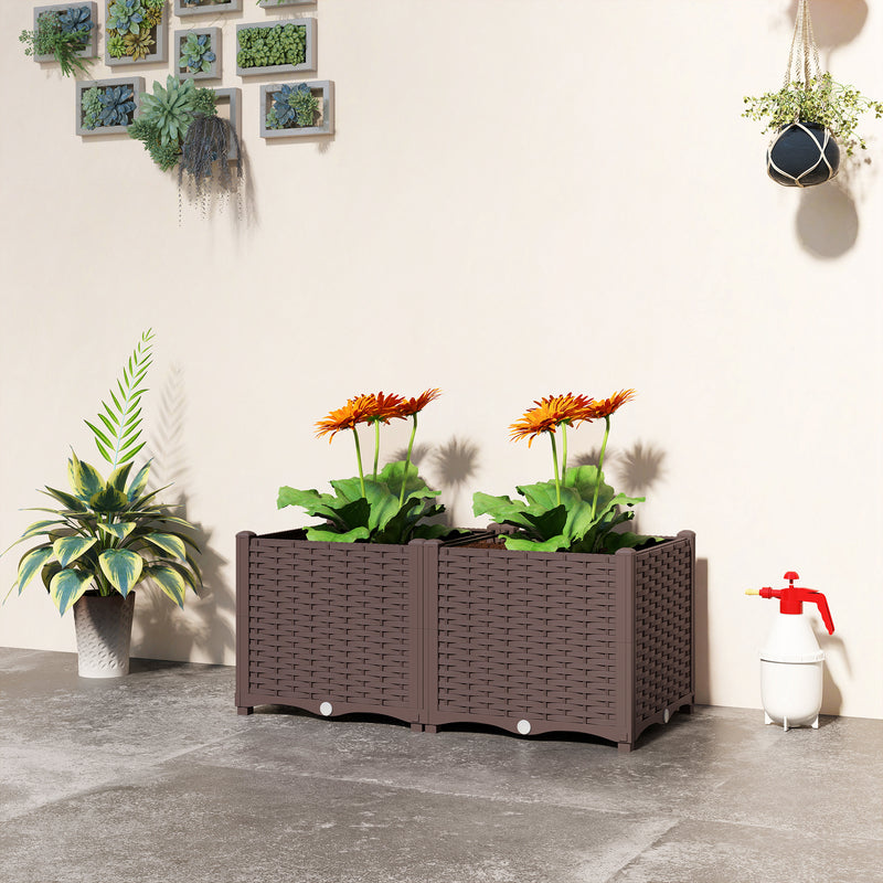Modular Raised Garden Bed for Easy Planting on Patios and Balconies, Brown Outsunny