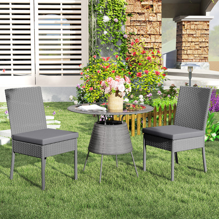 Set of Two Armless Rattan Garden Chairs With Cushions Dark Grey Weather Resistant by Outsunny