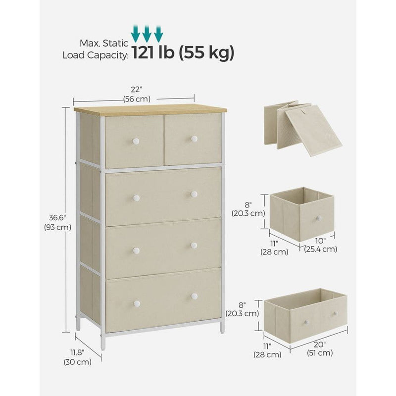 5 Drawer Chest of Fabric Drawers by Songmics