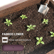 Raised Wooden Planter with 2 Compartments for Easy Gardening at Comfortable Height Carbonised Outsunny